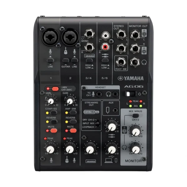 AG06 MK2 6-Channel Live Streaming Loopback Audio USB Mixer (Black)